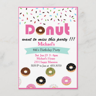 Doughnut Birthday Party Invitation