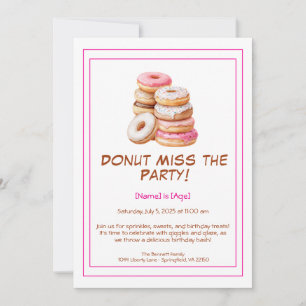 Doughnut Birthday Party Invitation – Colourful & F
