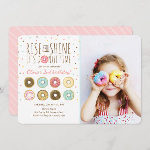 Doughnut Birthday Party Invitation Rise and Shine