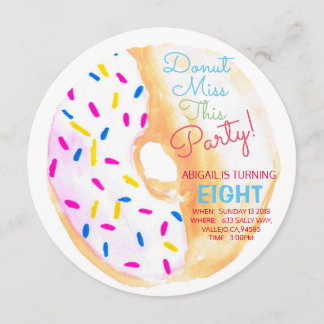 Doughnut birthday party kid party circle invite