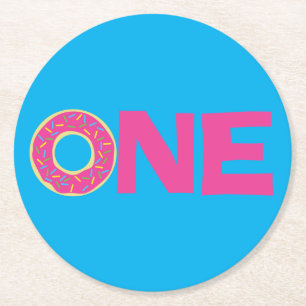 Doughnut Birthday Party Round Paper Coaster