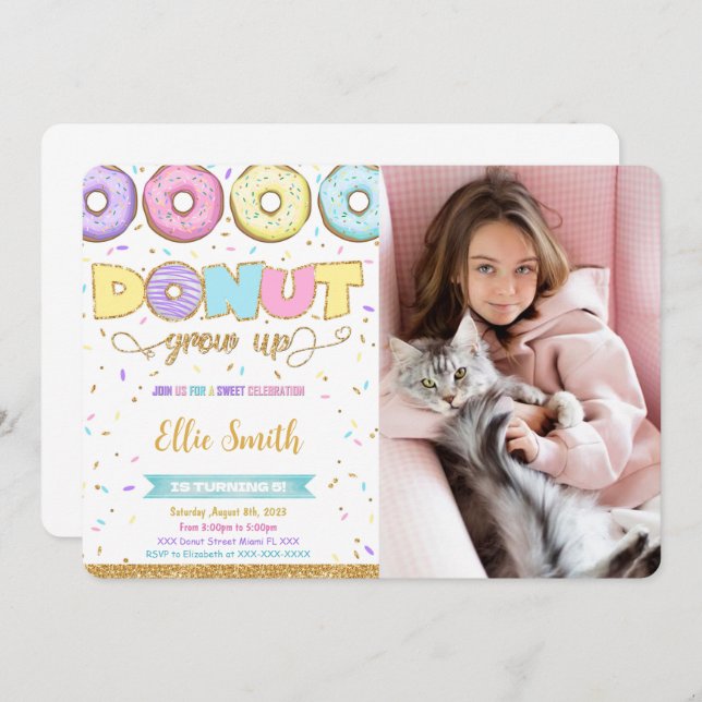 Doughnut Birthday Photo Invitation (Front/Back)