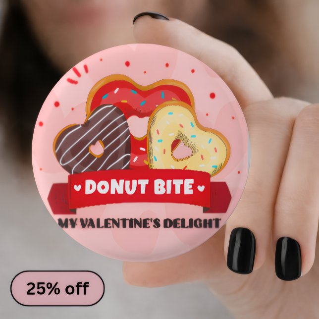 Doughnut Bite My Valentine Day Pin Button —Cute Pa (Creator Uploaded)