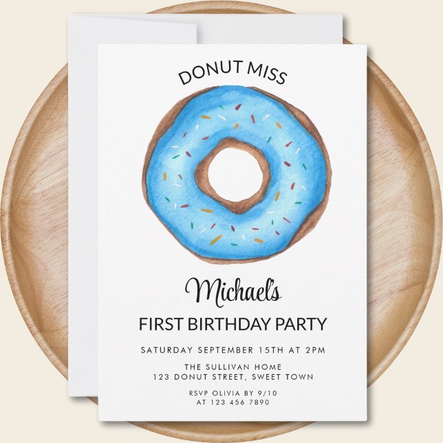 Doughnut Boy's First Birthday Party Invitation (Creator Uploaded)