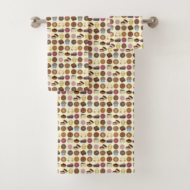Doughnut Cake Pie Cupcake Cookie Bake Sale Bakery Bath Towel Set (Insitu)