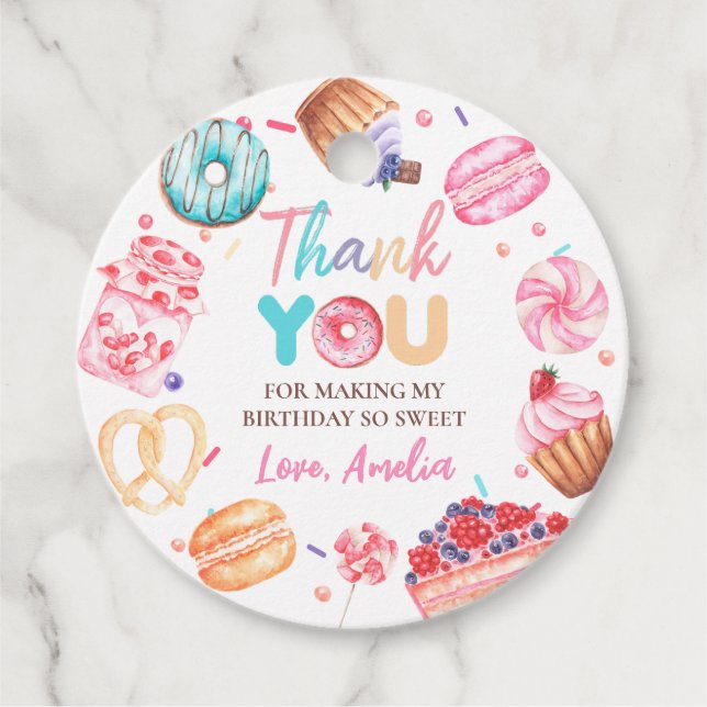 Doughnut Candy Birthday Favour Tags (Front)