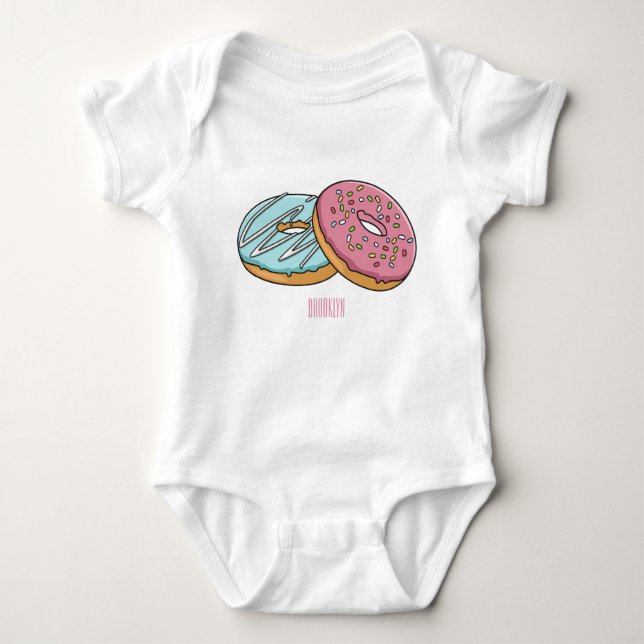 Doughnut cartoon illustration baby bodysuit (Front)