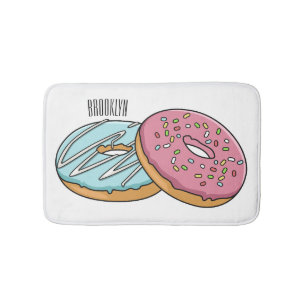 Doughnut cartoon illustration bath mat