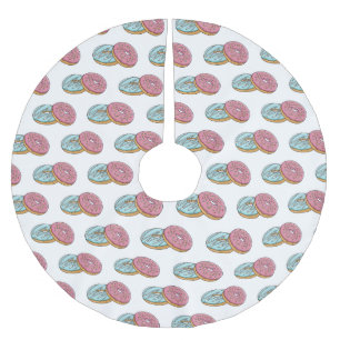 Doughnut cartoon illustration brushed polyester tree skirt