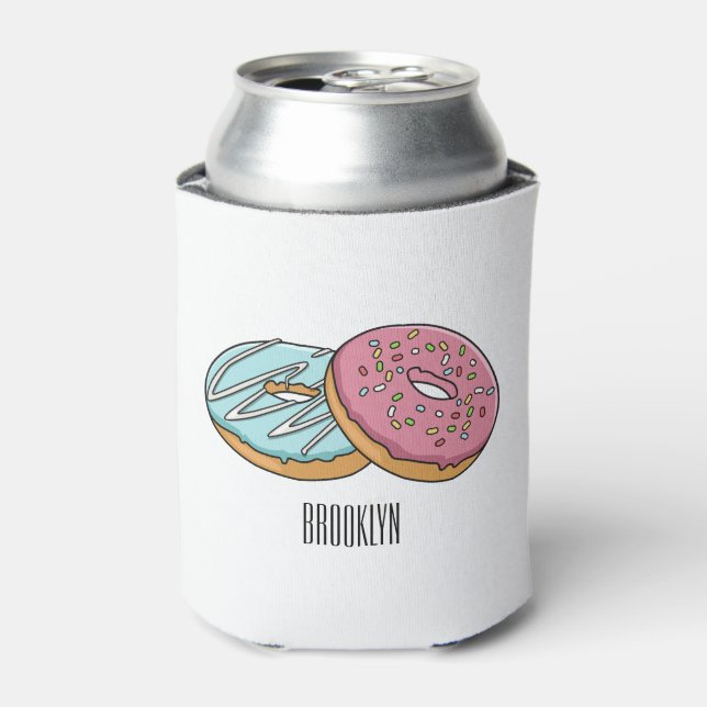 Doughnut cartoon illustration can cooler (Can Front)