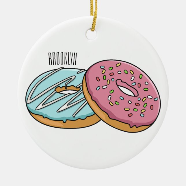 Doughnut cartoon illustration  ceramic tree decoration (Front)