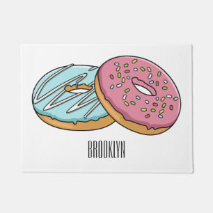 Doughnut cartoon illustration doormat