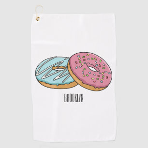 Doughnut cartoon illustration golf towel
