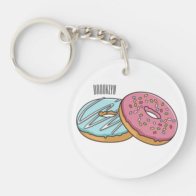 Doughnut cartoon illustration key ring (Front)