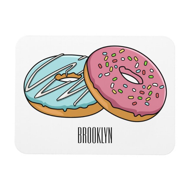 Doughnut cartoon illustration magnet (Horizontal)