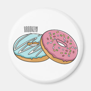 Doughnut cartoon illustration magnet