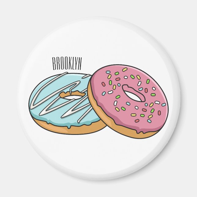 Doughnut cartoon illustration magnet (Front)