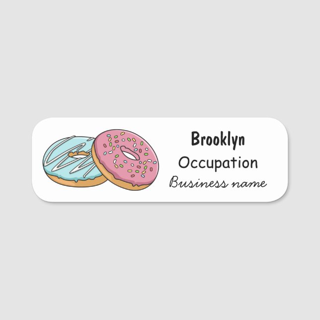 Doughnut cartoon illustration name tag (Front)