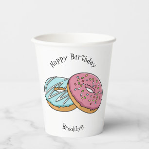 Doughnut cartoon illustration  paper cups