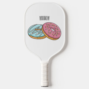 Doughnut cartoon illustration  pickleball paddle