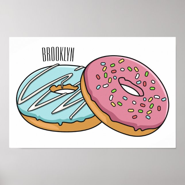 Doughnut cartoon illustration  poster (Front)