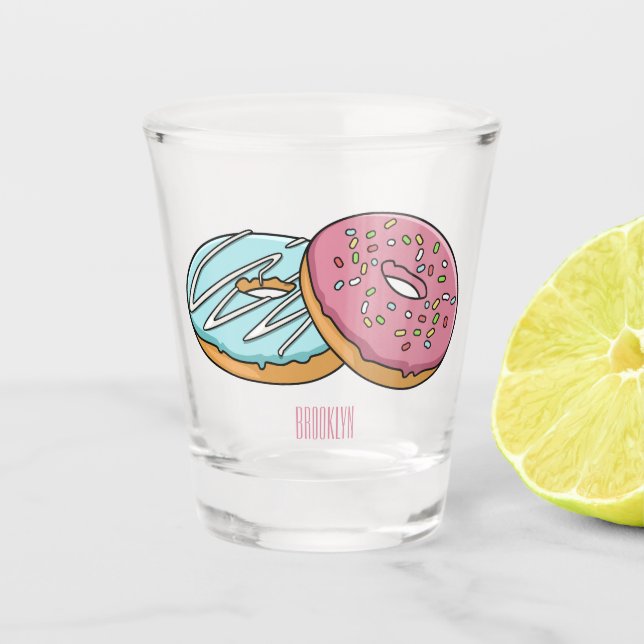 Doughnut cartoon illustration  shot glass (Front)