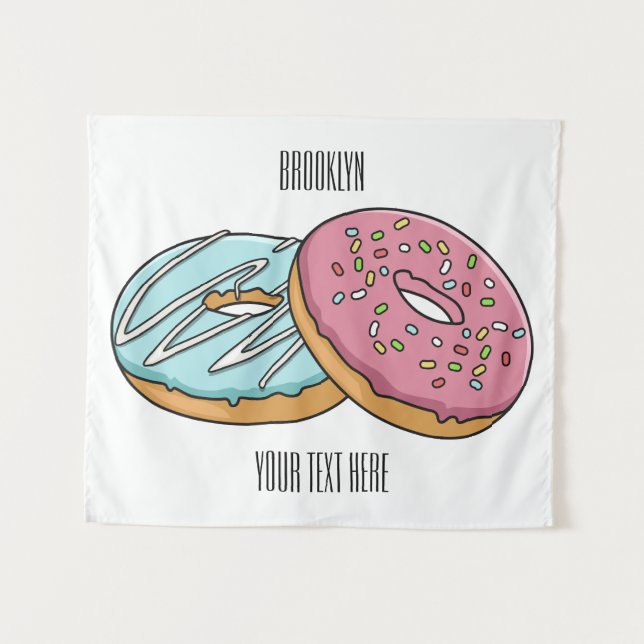 Doughnut cartoon illustration  tapestry (Front (Horizontal))