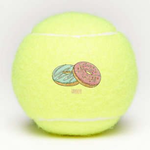 Doughnut cartoon illustration tennis balls