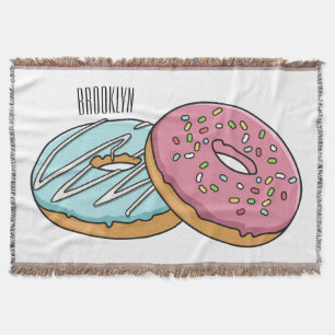 Doughnut cartoon illustration throw blanket