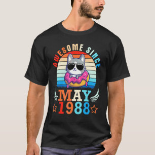 Doughnut Cat Awesome Since May 1988 Happy Birthday T-Shirt