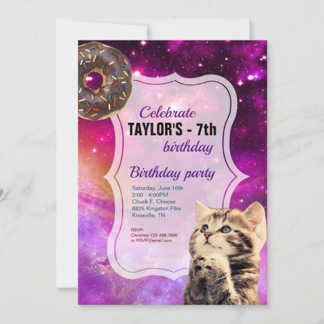 Doughnut Cat Galaxy Invitation (Front)