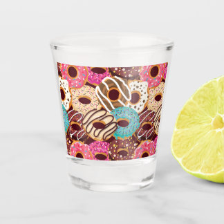 Doughnut, chocolate doughnut & chocolate to snack shot glass