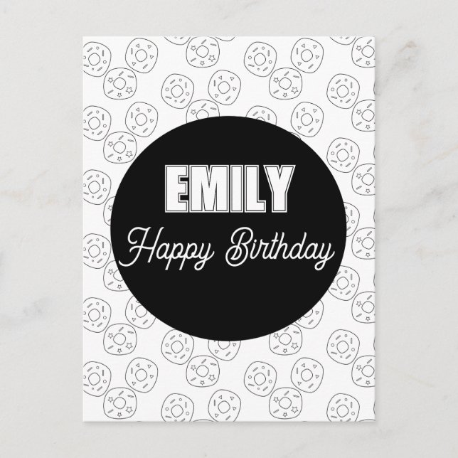 Doughnut Colouring Birthday Party Postcard (Front)