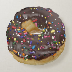 Doughnut cute funny foodie lover chocolate round cushion