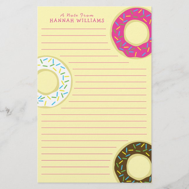 Doughnut Cute Kid's Doughnuts Stationery (Front)