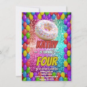 Doughnut Desert Sweet Tooth Delicious birthday inv Invitation