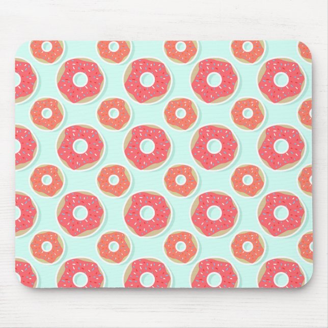 Doughnut Doughnut Pattern, Pink and Blue Mouse Pad (Front)