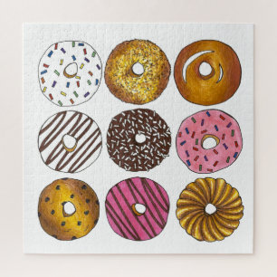 Doughnut Doughnut Sprinkles Frosting Blueberry Cak Jigsaw Puzzle