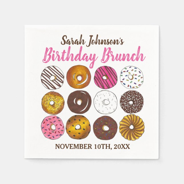 Doughnut Doughnuts Birthday Party Brunch Bake Sale Napkin (Front)