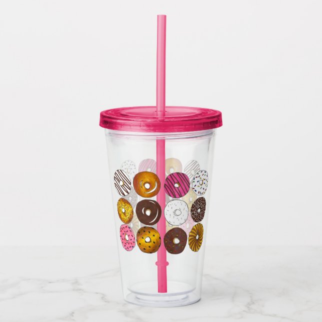Doughnut Dozen Breakfast Food Pastries Doughnuts Acrylic Tumbler (Front)
