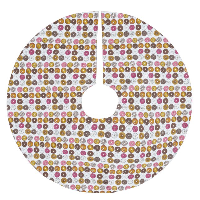 Doughnut Dozen Doughnuts Pastries Breakfast Brunch Brushed Polyester Tree Skirt (Front)