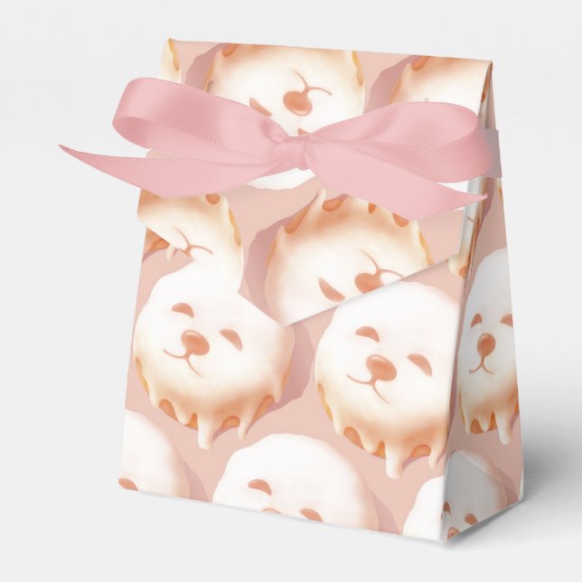 Doughnut Dream: Glazed Smile Pup Repeat Pattern Favour Box (Front Side)