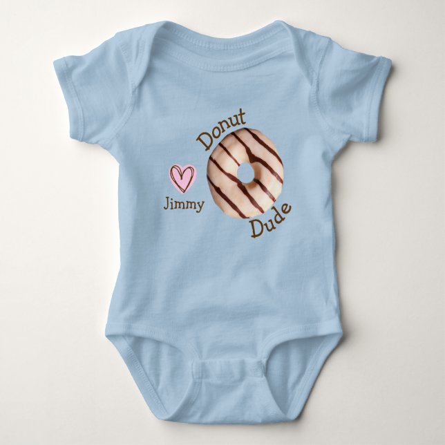 Doughnut Dude Cute One-Piece Bodysuit for Baby Boy (Front)