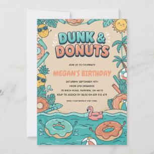 Doughnut end of summer pool party invitation