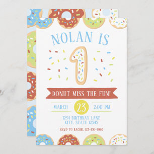Doughnut First Birthday Invitation