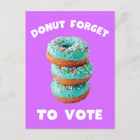 Doughnut Forget To Vote purple postcard
