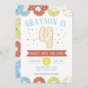 Doughnut Fourth Birthday Invitation