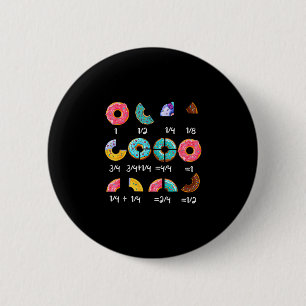 Doughnut fraction math teacher back to school funn 6 cm round badge