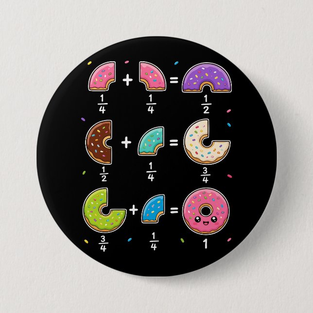 Doughnut Fractions Learning Math Humour 7.5 Cm Round Badge (Front)