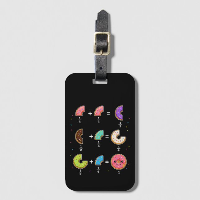 Doughnut Fractions Learning Math Humour Luggage Tag (Front Vertical)